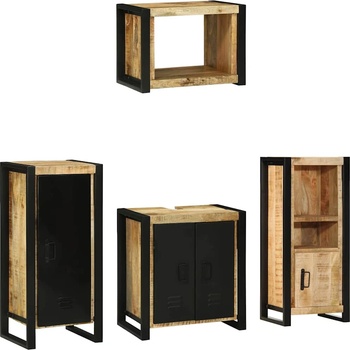 vidaXL Комплект мебели за баня 4 pcs Кафяво Солидно възстановено дърво (3305666)