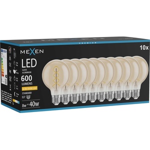 Mexen Vintis 10x LED крушка с нажежаема спирала E27, G80, 8W, Топла - 2200K, 600 lm, (L165-E27-0822-50x10)