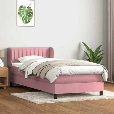 vidaXL Boxspring postel s matrací růžová samet
