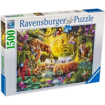 Ravensburger Пъзел Ravensburger от 1500 части - Тигри в джунглата (16005)