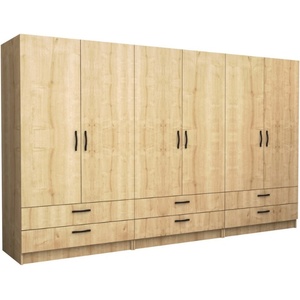 TopMebel Шесткрилен гардероб Victoria TopMebel от меламин в цвят дъб 300x60x181cm - topmebel - 1 142,73 лв