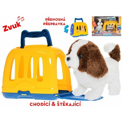Pejsek na baterie chodící a štěkající s přepravkou 19 cm