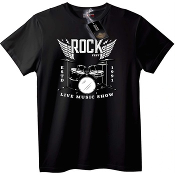 NOONEBRAND Тениска Рок Фест Живи Музика - S, Black