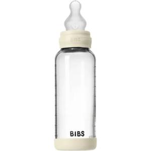 Bibs Стъклена бебешка бутилка Bibs - Със силиконов биберон, 240 ml, Ivory (50201216) - ozone