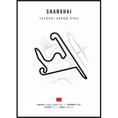 Jen tak z lásky Plakát Závodní okruhy Rozměr plakátu: 40 x 50 cm, Závodní okruh: Shanghai, Barevná varianta: Bílá