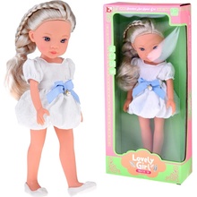 Tomido Lovely Girl hnědovláska s dlouhými vlasy v bílých šatech 33 cm