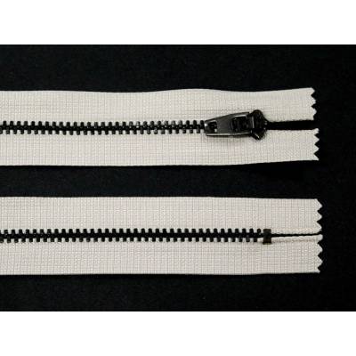 Kovový zip no.3 nerozepínací 14cm béžovo-šedý (černé zoubky)
