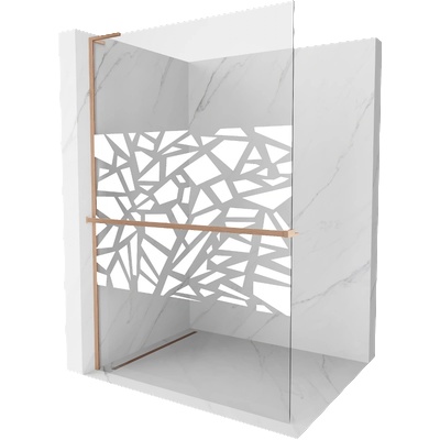 Mexen Kioto+ L Ширма за душ с рафт Walk-in 120 x 200 см, бял модел, матирана мед - 800-120-123-65-85 (800-120-123-65-85)