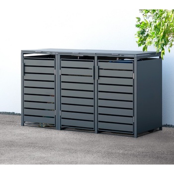 Westmann Kubus 3 kovový box na odpadkové koše 3 x 240L 200 x 80 x 116 cm, antracitová
