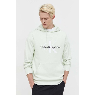 Calvin Klein Памучен суичър Calvin Klein Jeans в зелено с качулка принт J30J320805 (J30J320805)