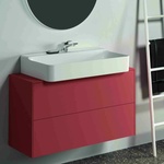 Ideal Standard Atelier Conca стенен шкаф с 2 чекмеджета и плот с централен изрез 100 см червено-оранжев мат (T3948Y3)