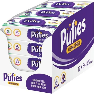 Pufies Clean & Fresh мокри кърпи 12 х 64 броя