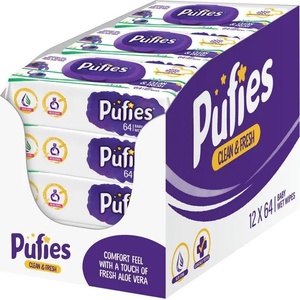 Pufies Clean & Fresh мокри кърпи 12 х 64 броя