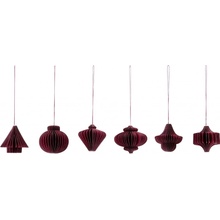 House Doctor Papírová vánoční ozdoba Comb Burgundy set 6 ks červená barva papír