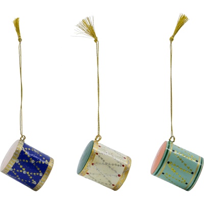 House Doctor Коледни украшения HDDrum, сини, бежови и зелени, 3 бр (267720005)