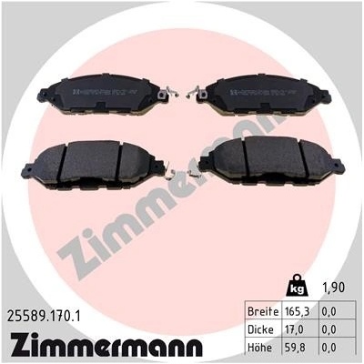 Sada brzdových destiček, kotoučová brzda ZIMMERMANN 25589.170.1