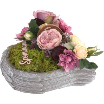 Ikebana 4062 gladiola a ruže umelá kvetinová väzba