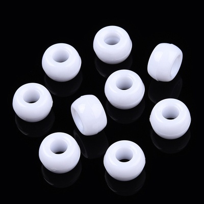 Akrylové korálky - pony beads - bílé - 6 x 9 mm - 10 ks – Zbozi.Blesk.cz