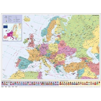 STIEFEL Nástenná mapa, 70x100 cm, kovový pás, Krajiny Európy a Európskej únie, STIEFEL