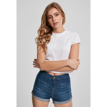 Urban Classics Дамска къса тениска в бял цвят Urban Classics Ladies Cropped Rib Tee white XXLUB-TB3444-00220 - Бял, размер XS