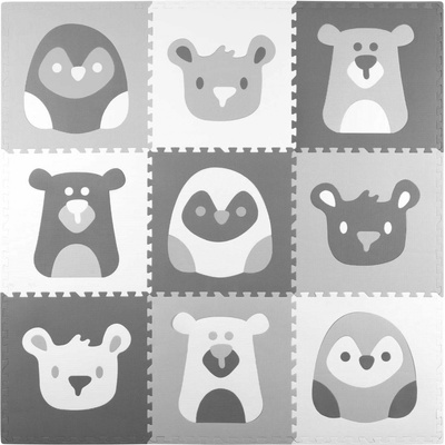 Ricokids Penová podložka na hranie 180x180cm 9 ks sivé zvieratká