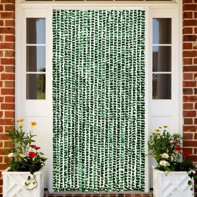 vidaXL Завеса против насекоми, зелено и бяло, 100x220 см, шенил (325447)