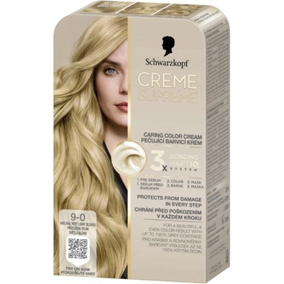 Schwarzkopf Creme Supreme Barva na vlasy v krému 9-0 Přírodní Velmi Světlá Blond