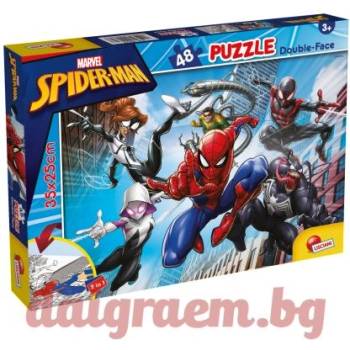Lisciani Пъзел LISCIANI 99627 - 48 части - Спайдърмен, Spiderman, двулицев пъзел (LI99627)