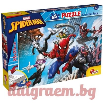 Lisciani Пъзел LISCIANI 99627 - 48 части - Спайдърмен, Spiderman, двулицев пъзел (LI99627)