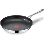 Tefal Jamie Oliver Cook's Direct On frying pan 28 cm, stainless steel pan induction, titanium non-stick coating, thermal signal, oven safe, stainless steel, riveted handle, E3040644 (E3040644)