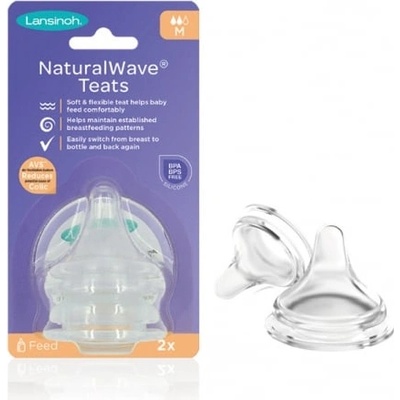 Lansinoh Биберони за шише Lansinoh - NaturalWave, 2 броя, 3м+ (m-75910)