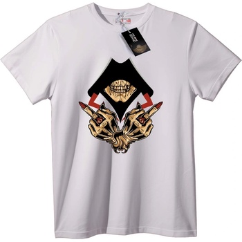 NOONEBRAND Тениска Skull с Качулка Ръце - S, White