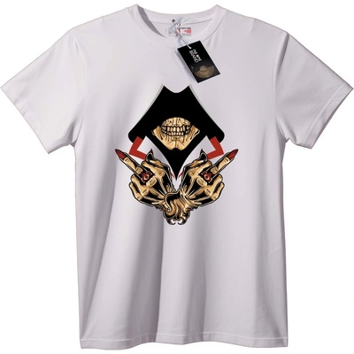 NOONEBRAND Тениска Skull с Качулка Ръце - S, White