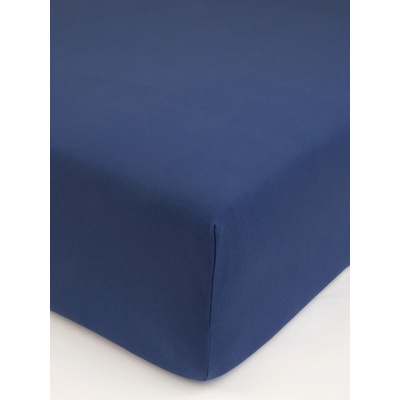 MKLuzkoviny.cz Jersey prostěradlo s elastanem Deluxe tmavě modré 160x200