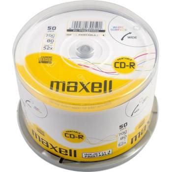 Maxell CD-R80 MAXELL 50 pk PRINTABLE 52 speed cake box (V-ML-DC-CDR80-50PRINT-CAKE)
