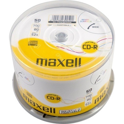 Maxell CD-R80 MAXELL 50 pk PRINTABLE 52 speed cake box (V-ML-DC-CDR80-50PRINT-CAKE)