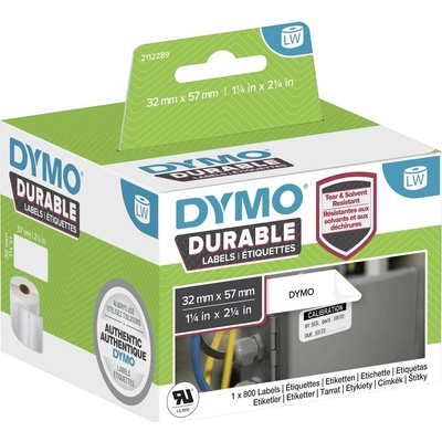 DYMO 2112289 etikety v roli 57 x 32 mm polypropylénová fólia biela 800 ks trvalé univerzálne etikety, adresná nálepky; 2112289