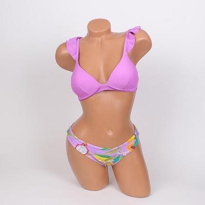 Дамски бански в лилаво с екзотичен десен