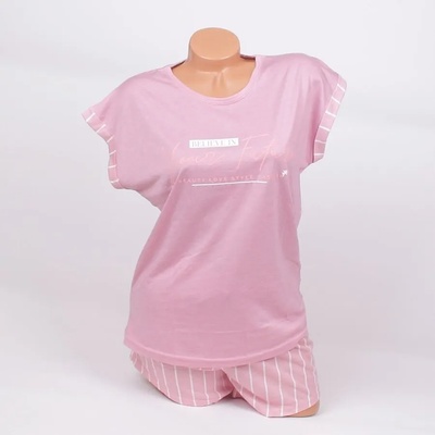 Дамска пижама в цвят пепел от рози с надпис