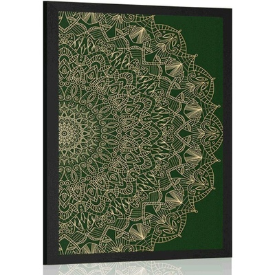 Plakát detailní ozdobná Mandala v zelené barvě - 40x60 white