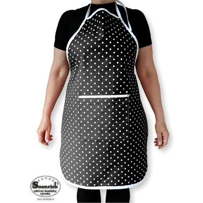 Soonrich zástěra bílé puntíky na černé zada079