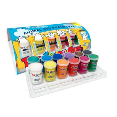 Toy Color Темперни бои 12 цвята с четка Toy Color Bus 25мл