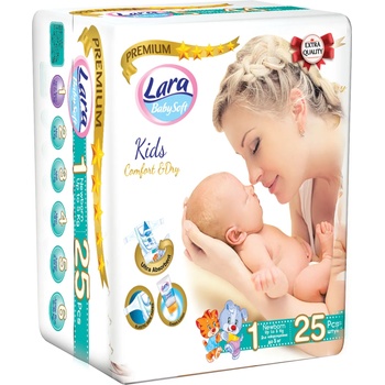 Lara Бебешки пелени Lara Premium - Newborn, 2-5 kg, 25 броя (54301)