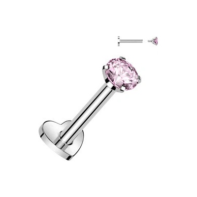 Šperky4U piercing do brady titan růžový kámen TIT1313P-1208
