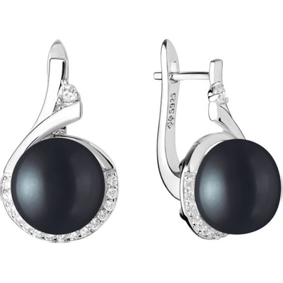 Gaura Pearls stříbrné náušnice s černou perlou Alice SK20219EL/B stříbrná Černá