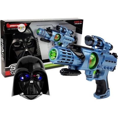 Lean Toys vesmírna laserová pištoľ s maskou modro čierna