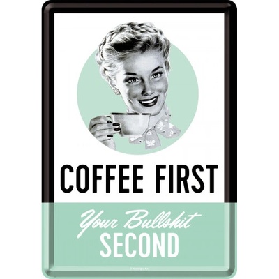 Postershop Plechová pohlednice - Coffee First