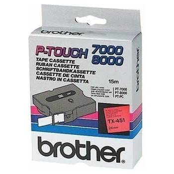 Brother TX-451, 24mm x 15m, черен печат / червен фон, оригинална лента (TX451)