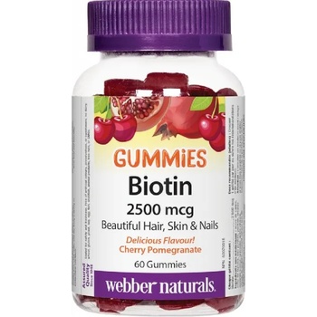 Webber Naturals Gummies Biotin, 2500 mcg, 60 таблетки, Webber Naturals (3680 WN)