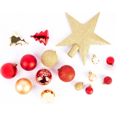 Fééric Lights and Christmas Vánoční koule sada 44 ks s hvězdou zlatá a červená barva